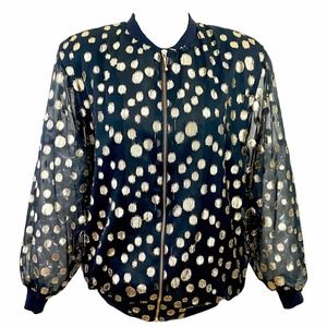 Cami Gold Polka Dot Sheer Sleeve Zip Track Jacket